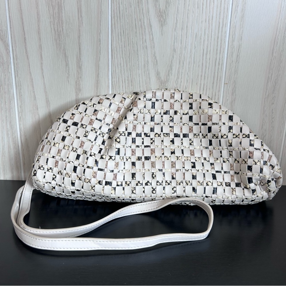 INC International Concepts Faux Leather Michaekaa Woven Woven Clutch Bag
